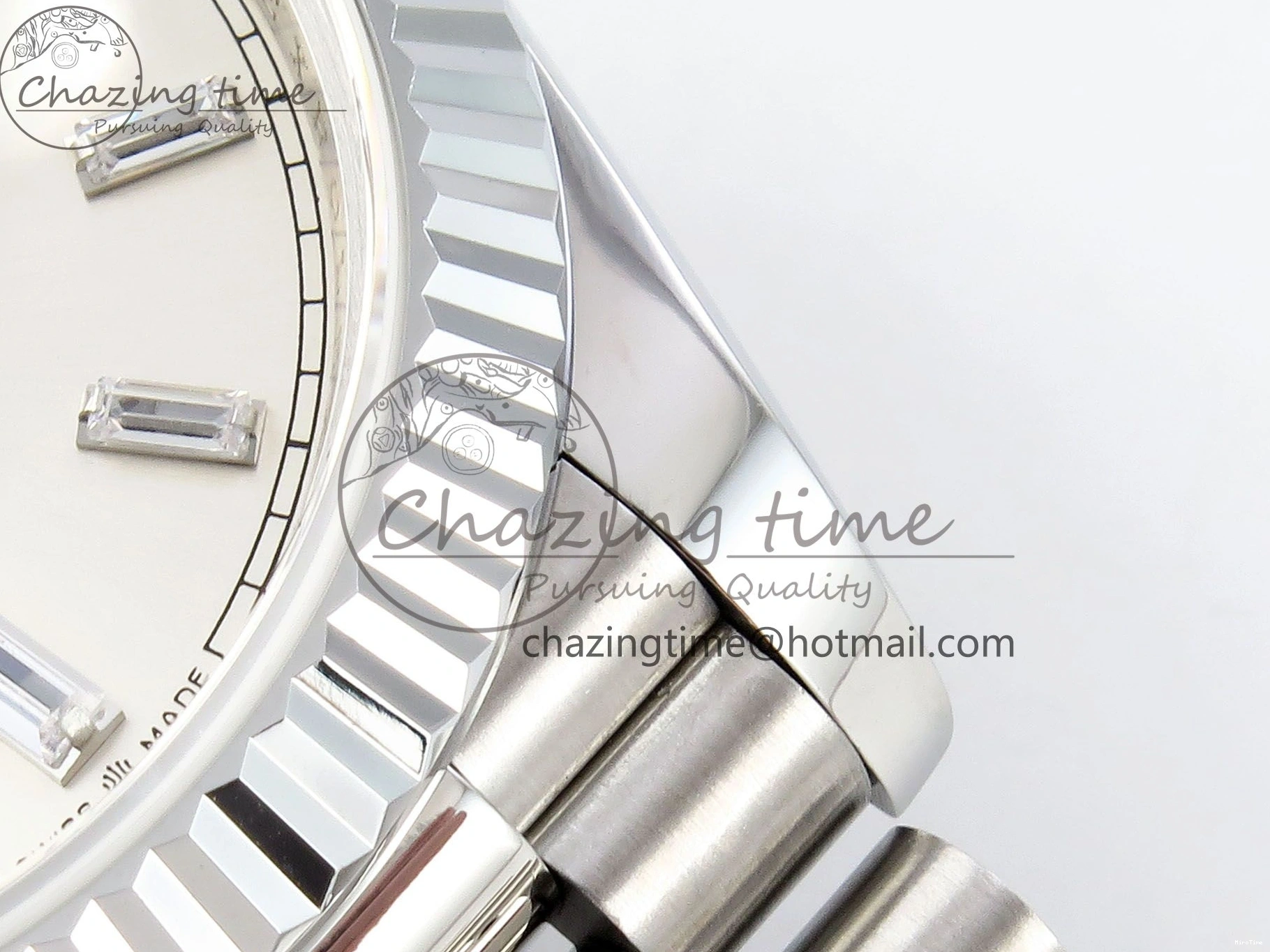 MiroTime 0226 GoodFit DayDate 40 SS JDF 904L Steel Silver Crystal Dial on President Bracelet VR3255 V3 (Gain Weight) 1431